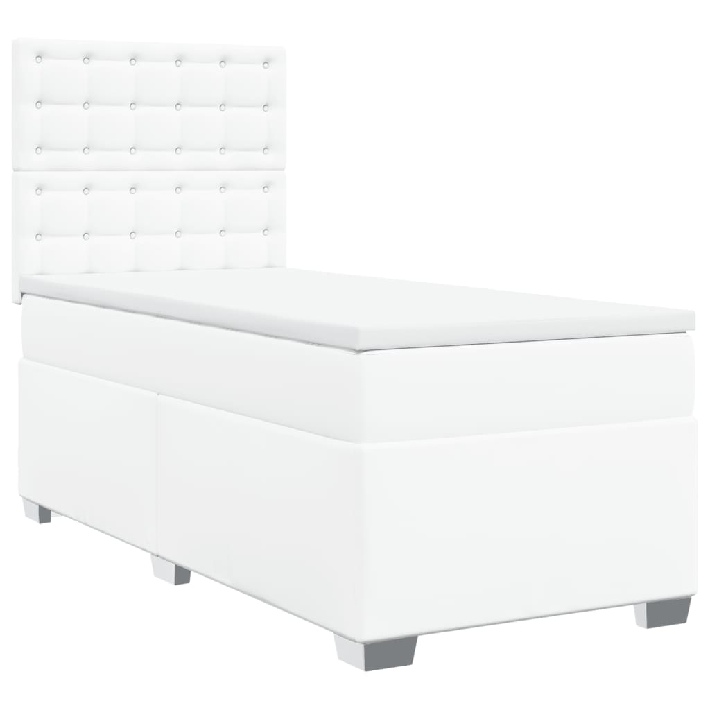 Sommier à lattes de lit avec matelas Blanc 90x190 cm Similicuir - XIOS