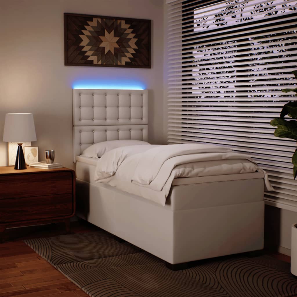 Sommier à lattes de lit avec matelas Blanc 90x190 cm Similicuir - XIOS