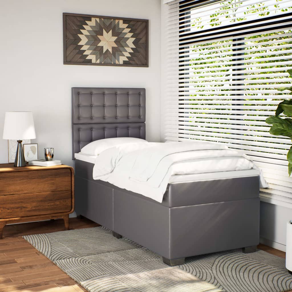 Sommier à lattes de lit avec matelas Gris 90x190 cm Similicuir - XIOS