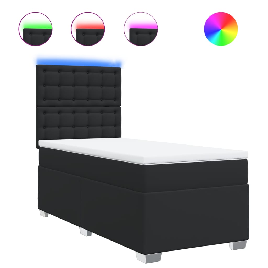 Sommier à lattes de lit avec matelas Noir 90x200 cm Similicuir - XIOS