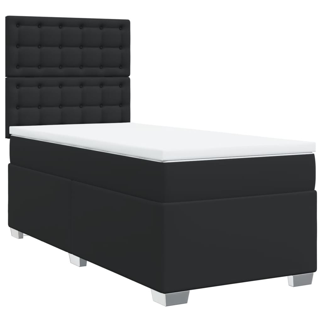 Sommier à lattes de lit avec matelas Noir 90x200 cm Similicuir - XIOS