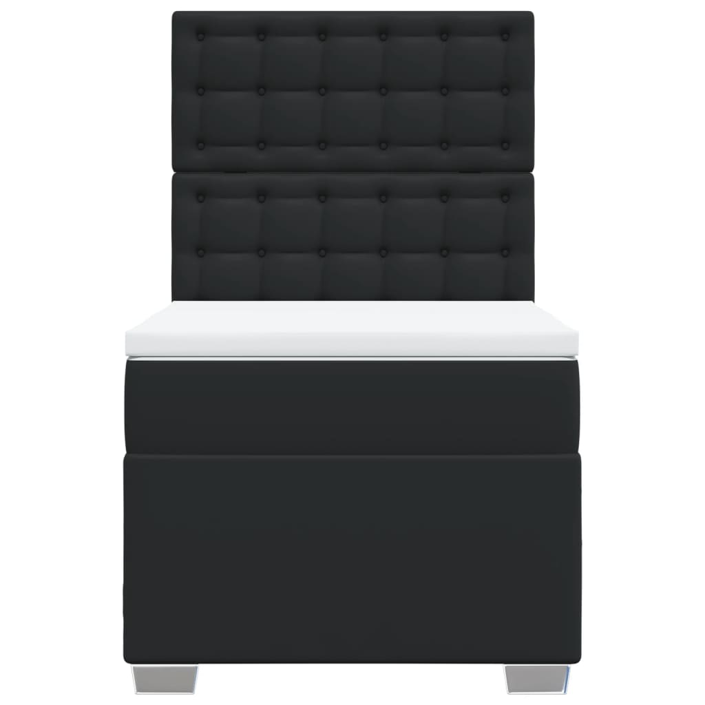Sommier à lattes de lit avec matelas Noir 90x200 cm Similicuir - XIOS