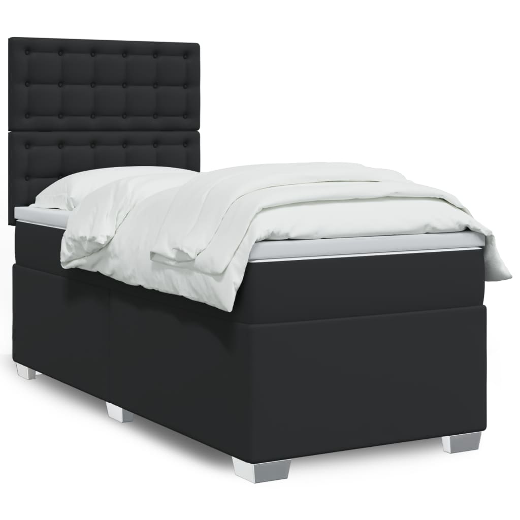 Sommier à lattes de lit avec matelas Noir 90x200 cm Similicuir - XIOS
