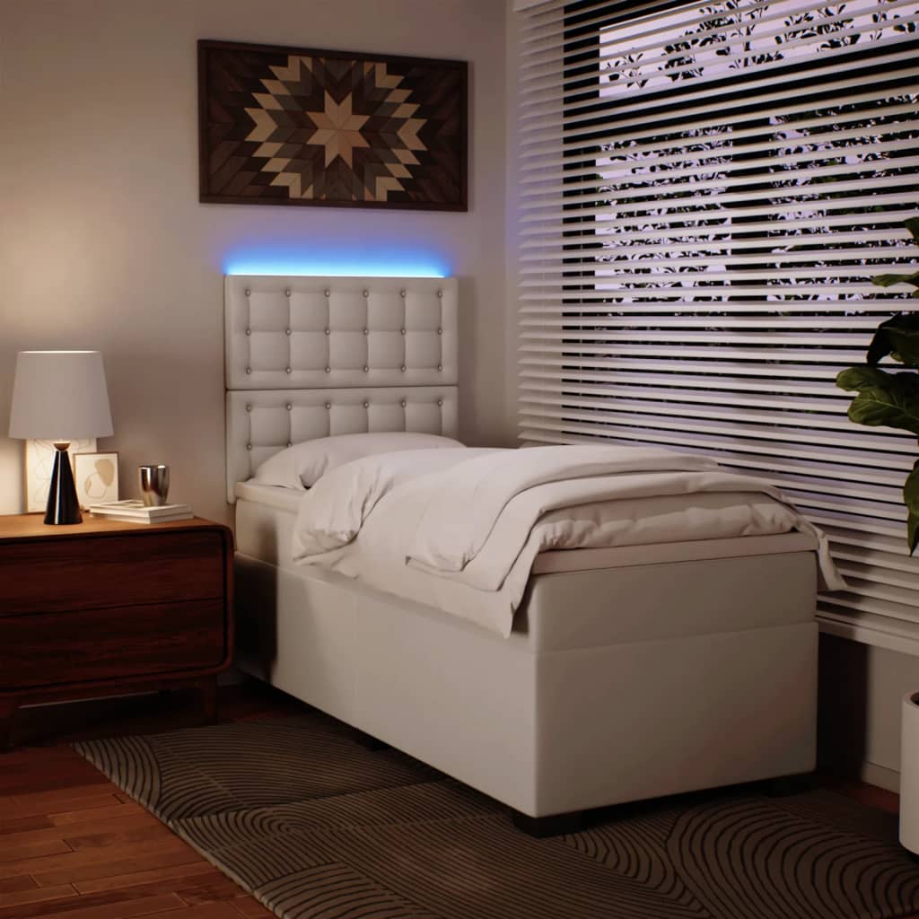 Sommier à lattes de lit avec matelas Blanc 90x200 cm Similicuir - XIOS