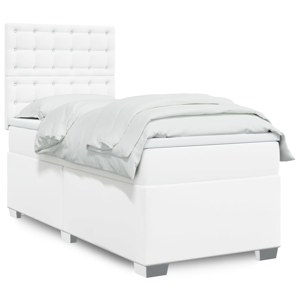 Sommier à lattes de lit avec matelas Blanc 90x200 cm Similicuir - XIOS