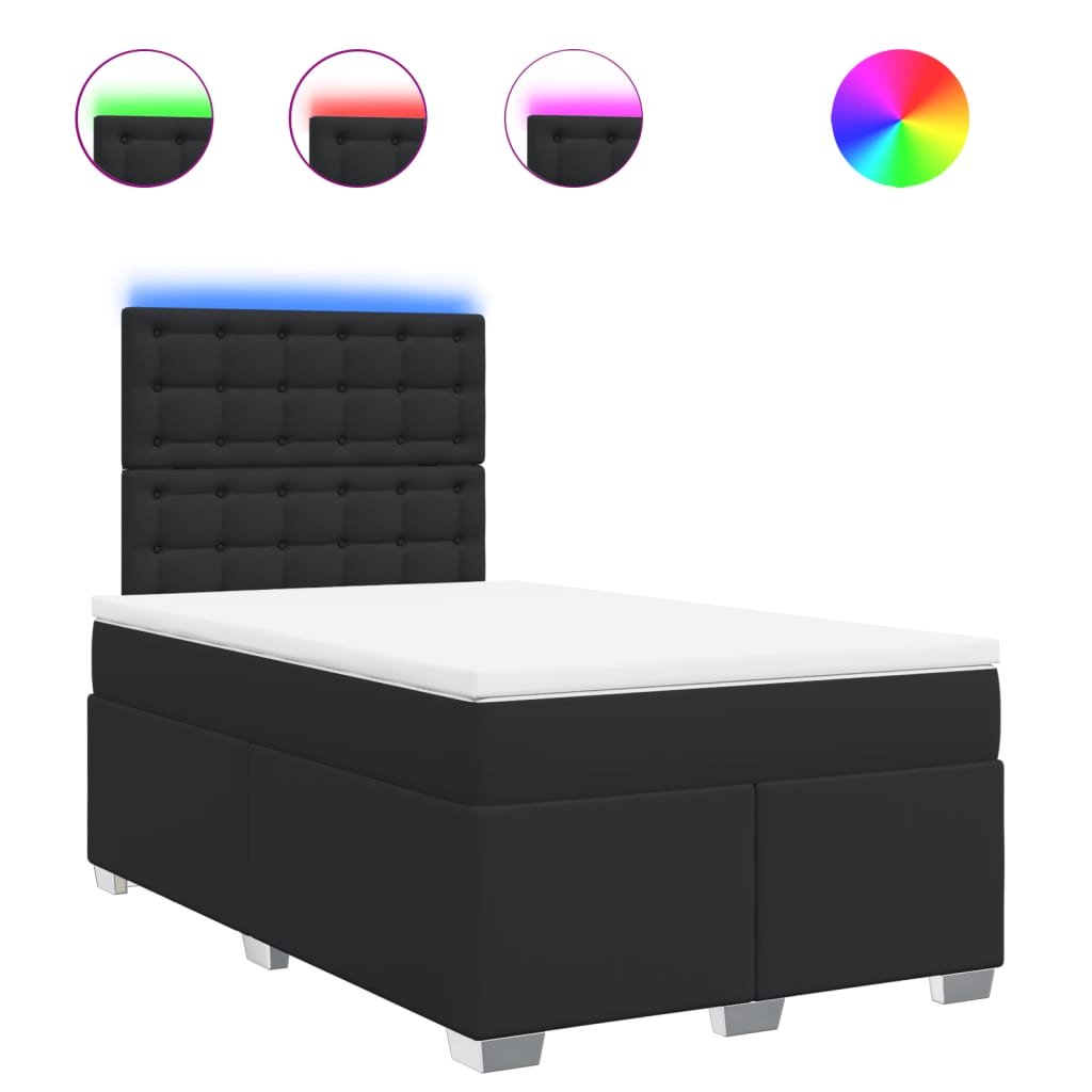 Sommier à lattes de lit avec matelas noir 120x190 cm similicuir - XIOS