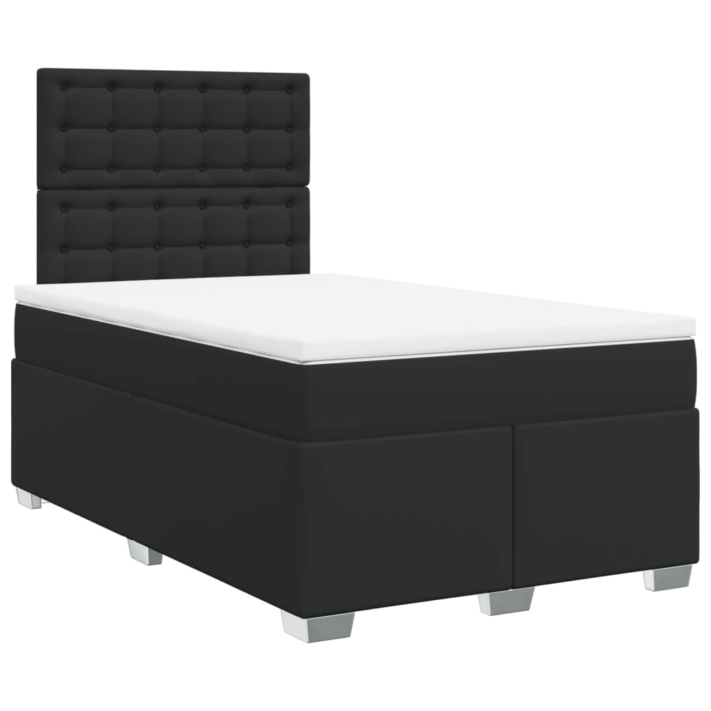 Sommier à lattes de lit avec matelas noir 120x190 cm similicuir - XIOS