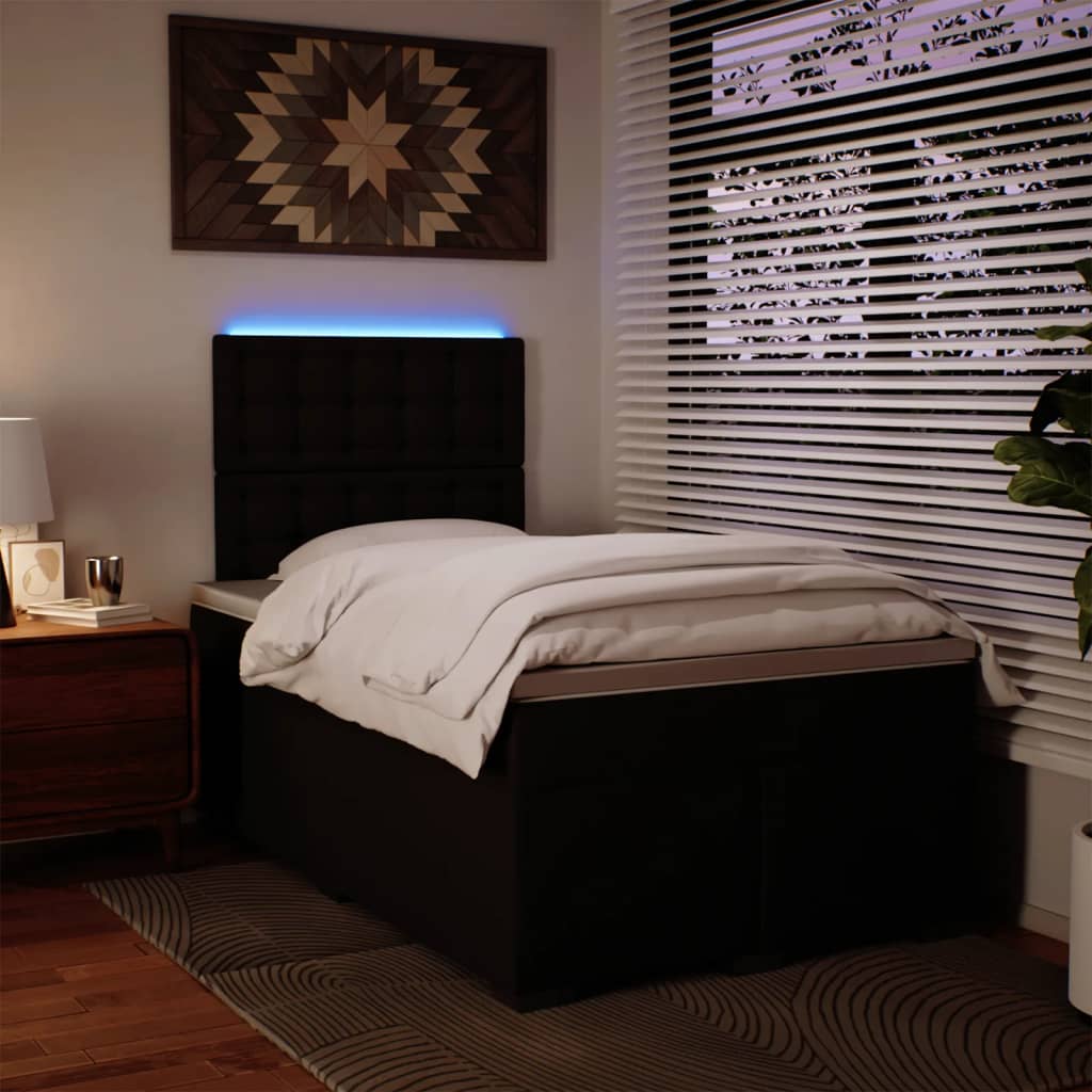 Sommier à lattes de lit avec matelas noir 120x190 cm similicuir - XIOS