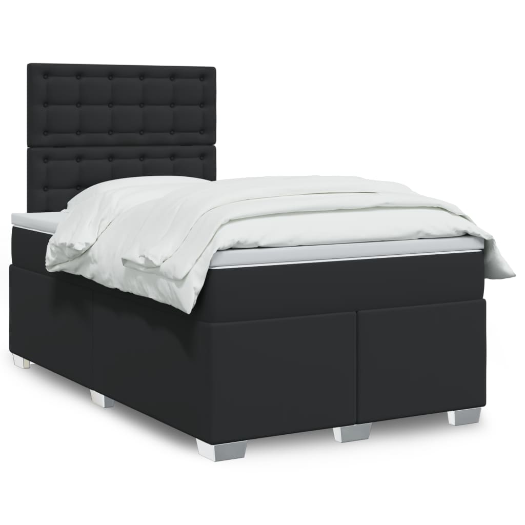Sommier à lattes de lit avec matelas noir 120x190 cm similicuir - XIOS