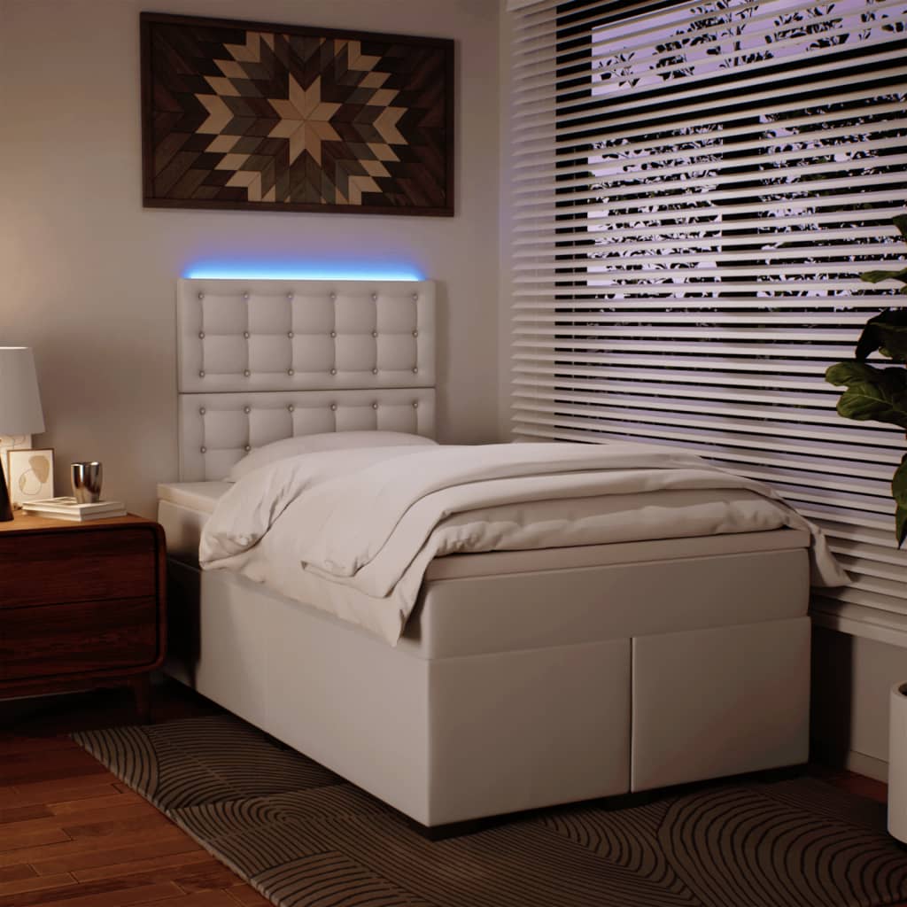 Sommier à lattes de lit avec matelas blanc 120x190cm similicuir - XIOS