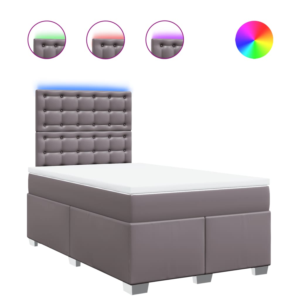 Sommier à lattes de lit avec matelas gris 120x190 cm similicuir - XIOS