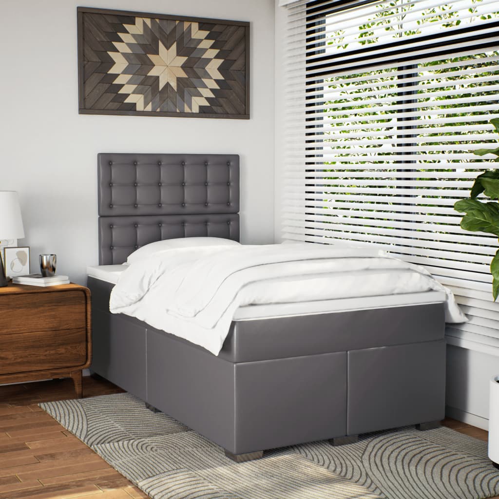 Sommier à lattes de lit avec matelas gris 120x190 cm similicuir - XIOS