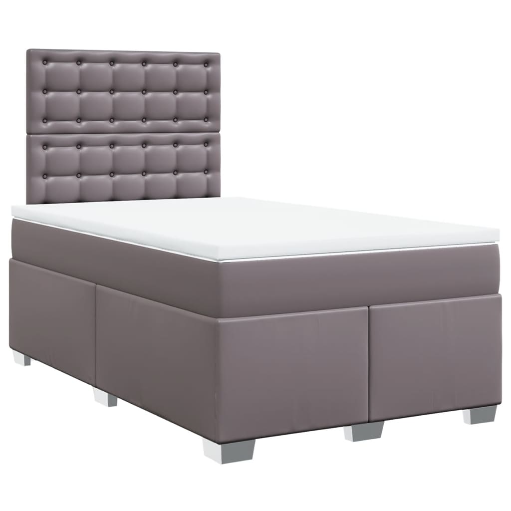 Sommier à lattes de lit avec matelas gris 120x190 cm similicuir - XIOS