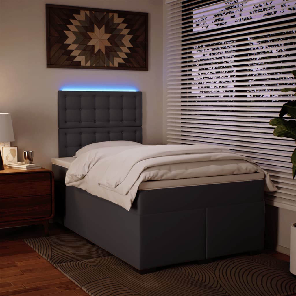 Sommier à lattes de lit avec matelas gris 120x190 cm similicuir - XIOS