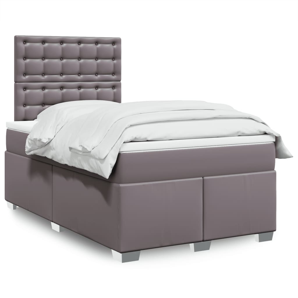 Sommier à lattes de lit avec matelas gris 120x190 cm similicuir - XIOS