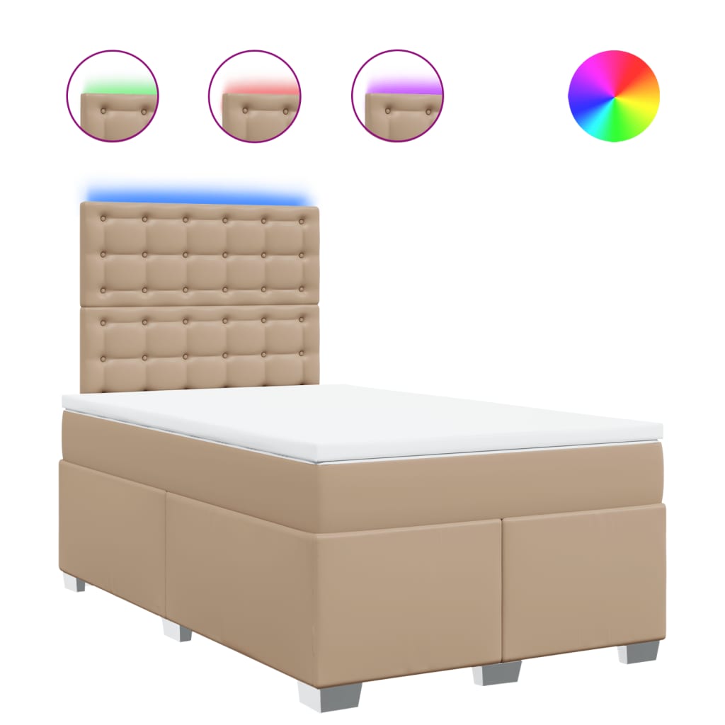 Sommier à lattes de lit matelas cappuccino 120x190cm similicuir - XIOS