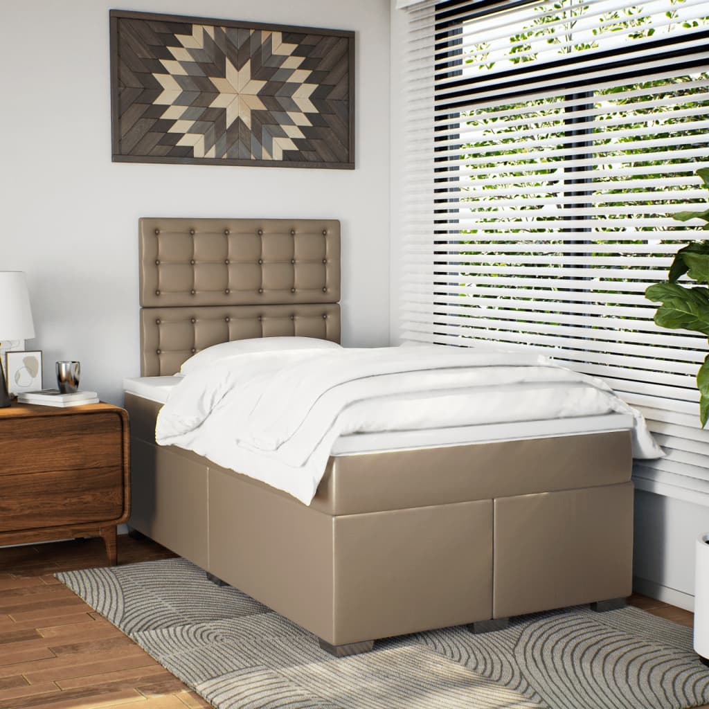 Sommier à lattes de lit matelas cappuccino 120x190cm similicuir - XIOS