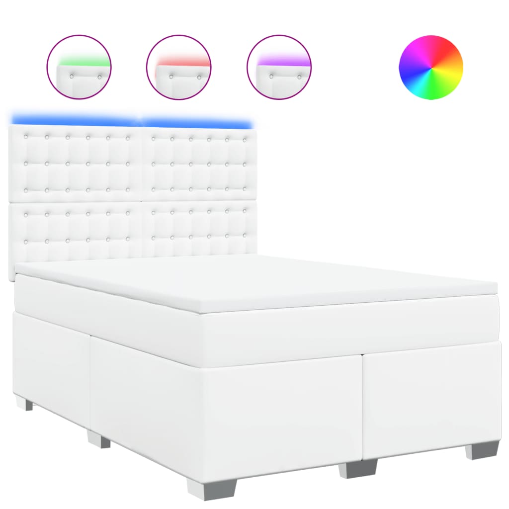 Sommier à lattes de lit avec matelas Blanc 160x200cm Similicuir - XIOS