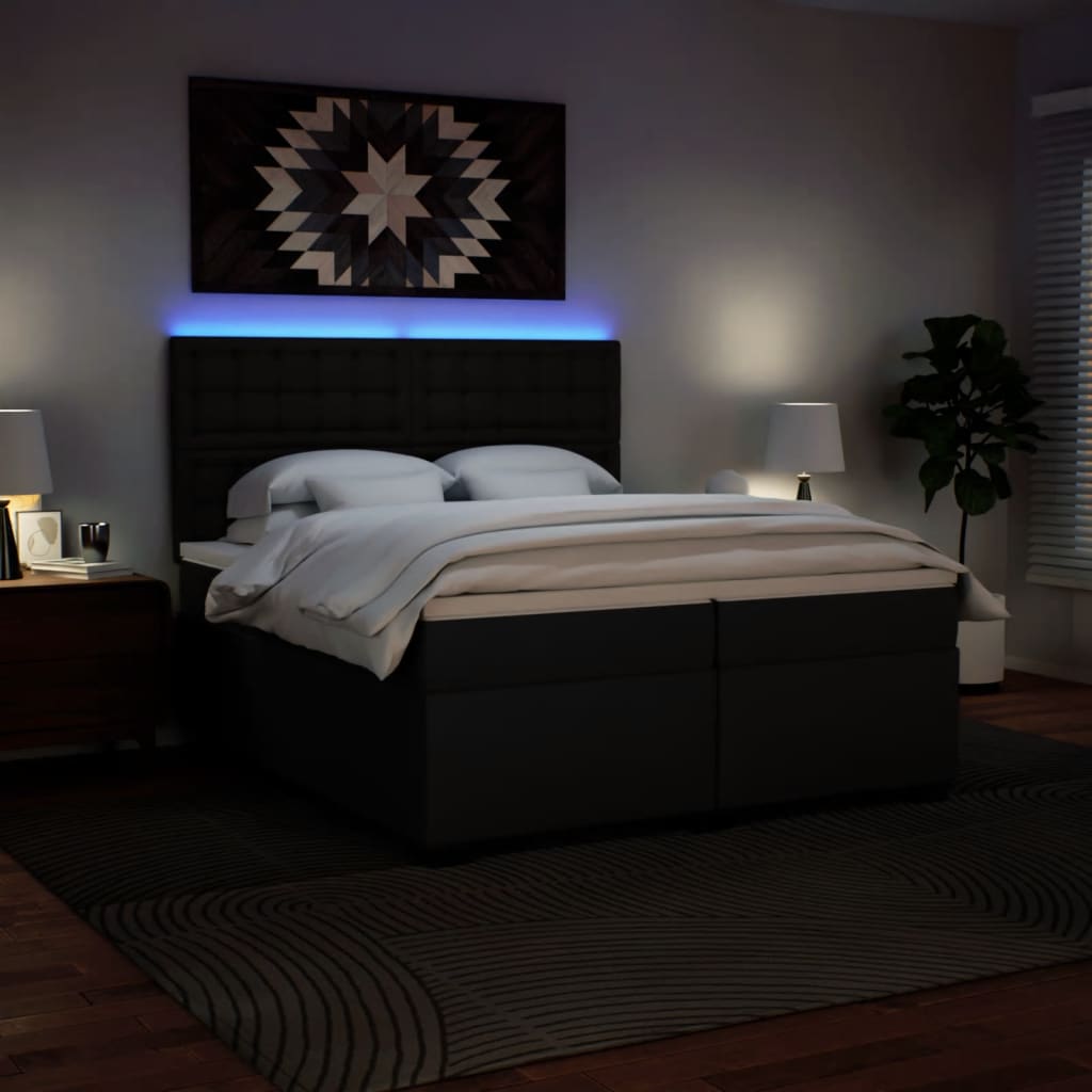 Sommier à lattes de lit avec matelas Noir 200x200 cm Similicuir - XIOS