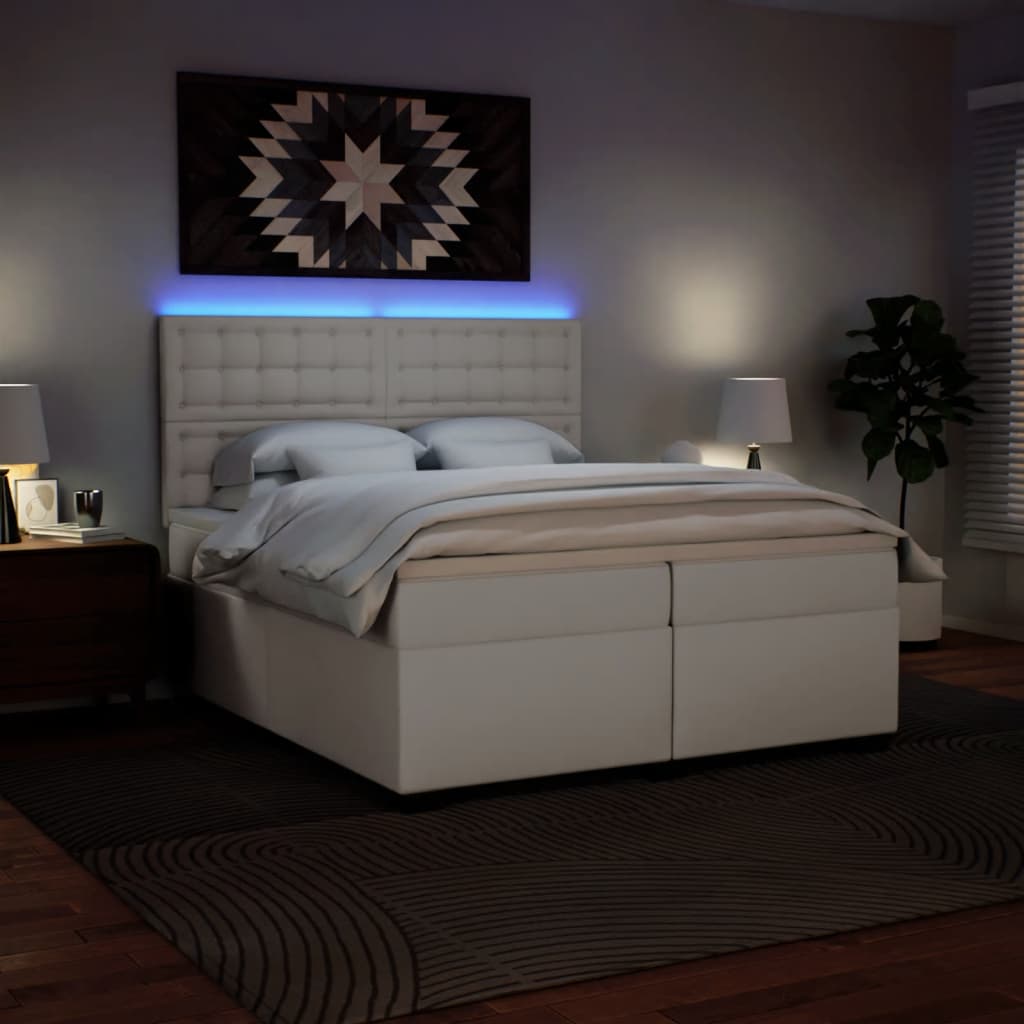 Sommier à lattes de lit avec matelas Blanc 200x200cm Similicuir - XIOS