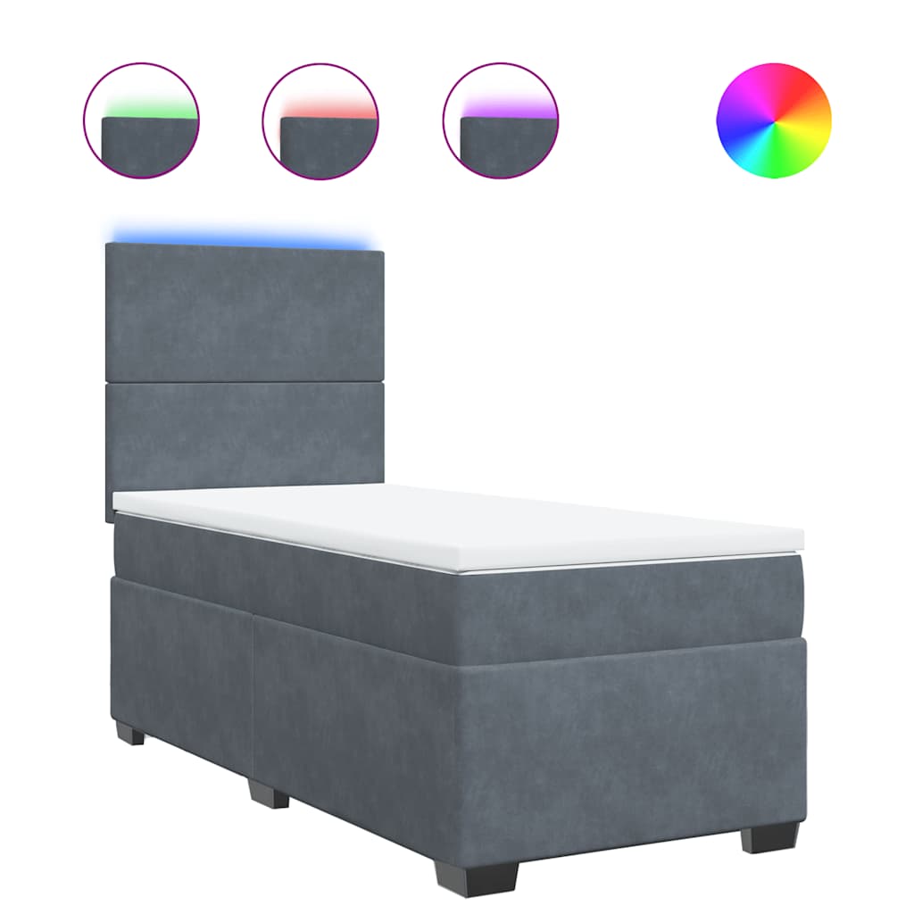 Sommier à lattes de lit et matelas Gris foncé 80x200 cm Velours - XIOS