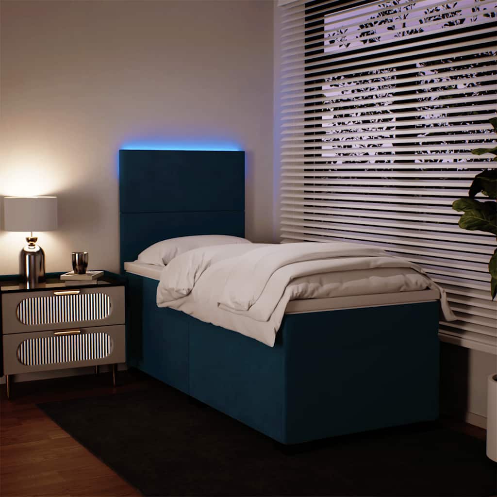 Sommier à lattes de lit avec matelas bleu 80x200 cm velours - XIOS