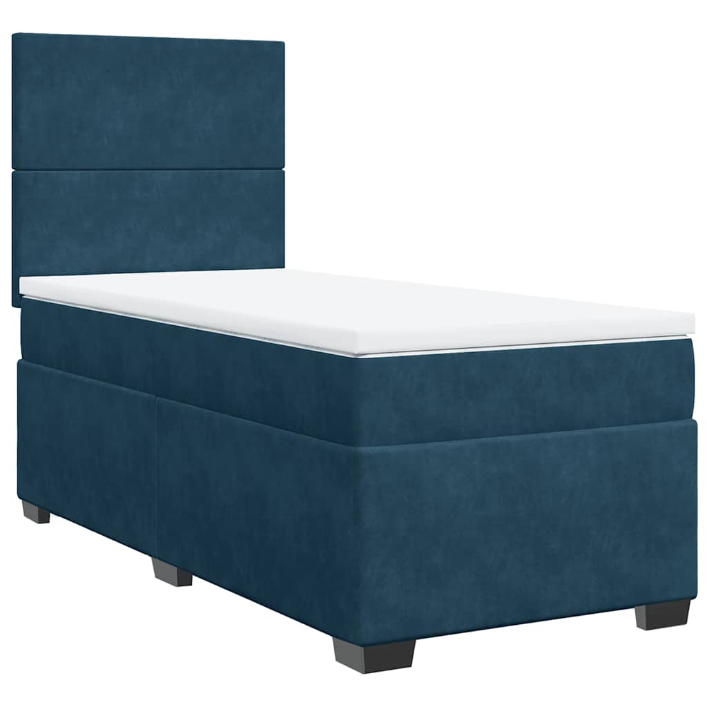 Sommier à lattes de lit avec matelas bleu 80x200 cm velours - XIOS
