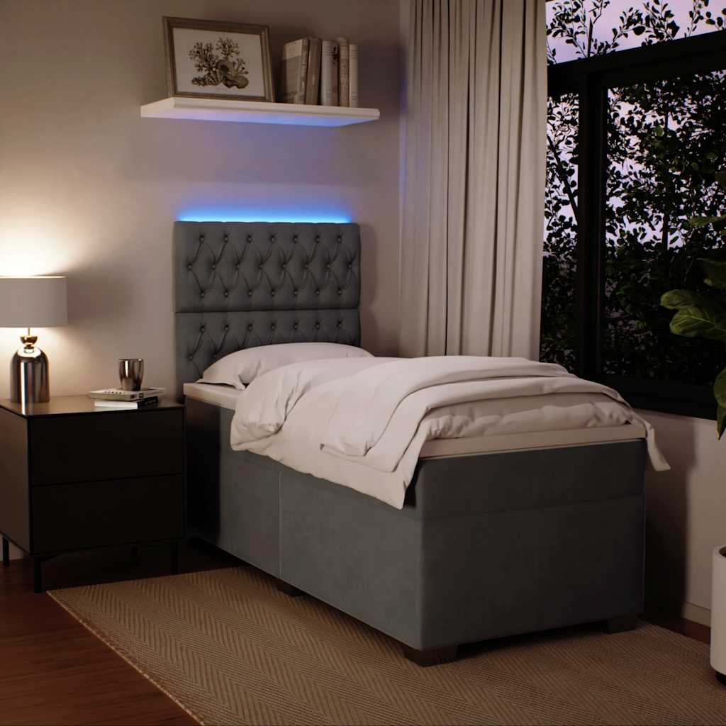 Sommier à lattes de lit et matelas Gris foncé 80x200 cm Velours - XIOS