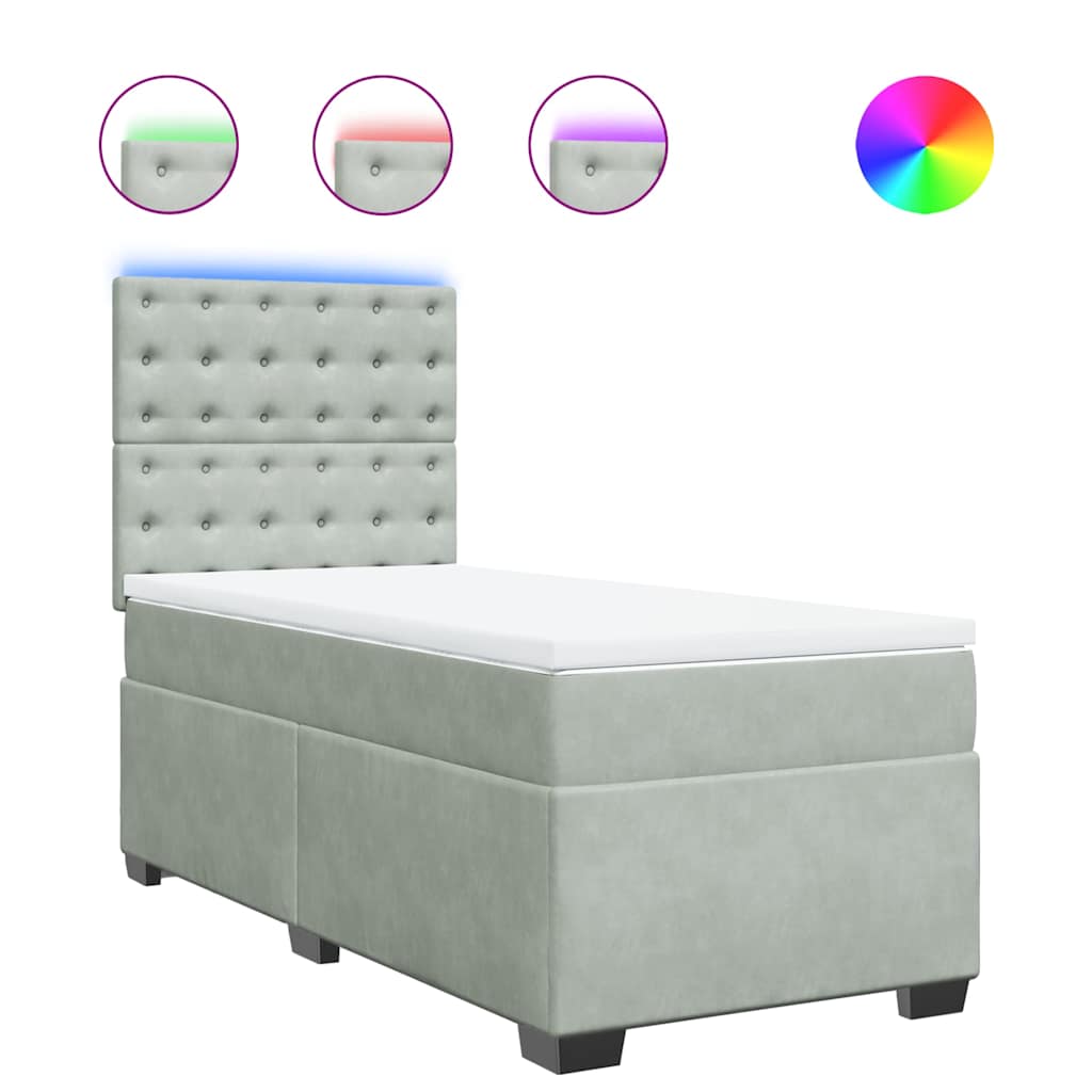 Sommier à lattes de lit et matelas Gris clair 80x200 cm Velours - XIOS
