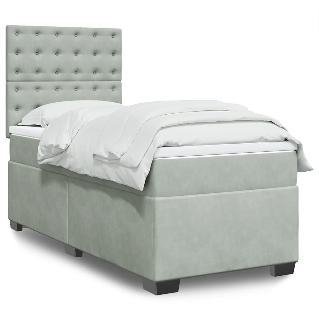 Sommier à lattes de lit et matelas Gris clair 80x200 cm Velours - XIOS