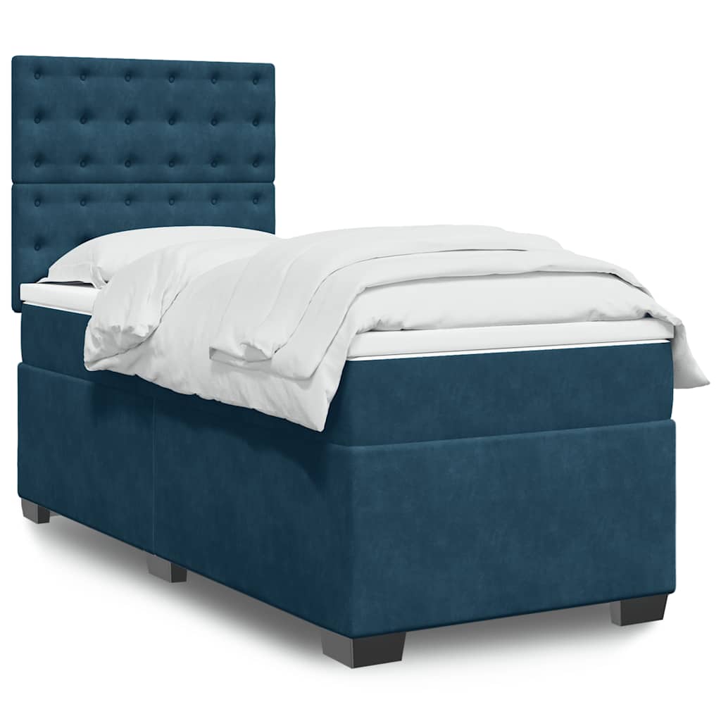 Sommier à lattes de lit avec matelas bleu 80x200 cm velours - XIOS