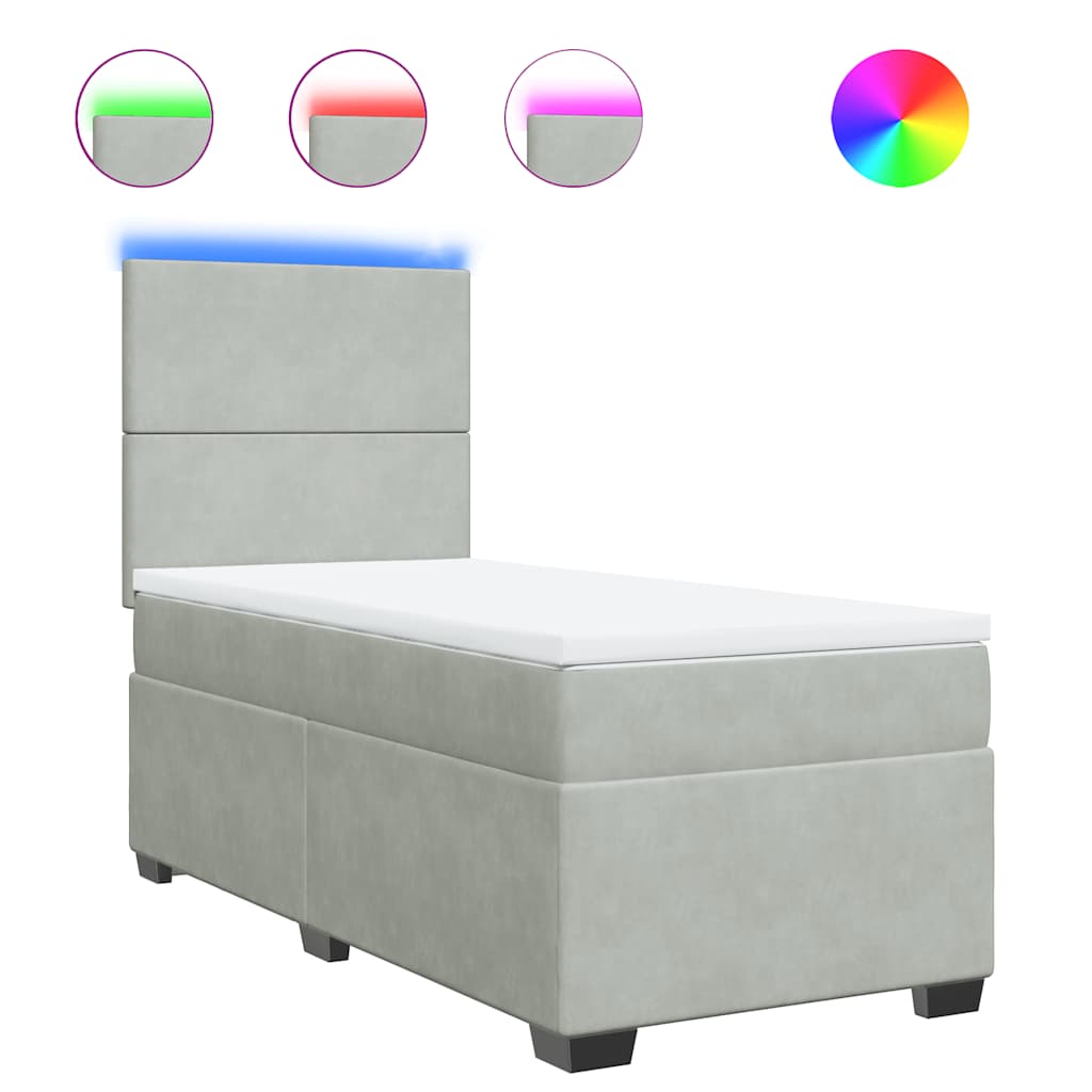 Sommier à lattes de lit et matelas Gris clair 90x190 cm Velours - XIOS