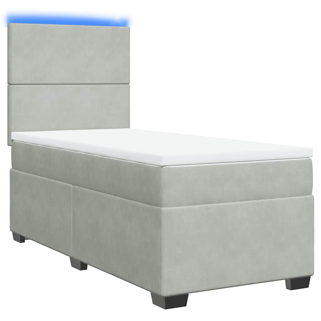 Sommier à lattes de lit et matelas Gris clair 90x190 cm Velours - XIOS