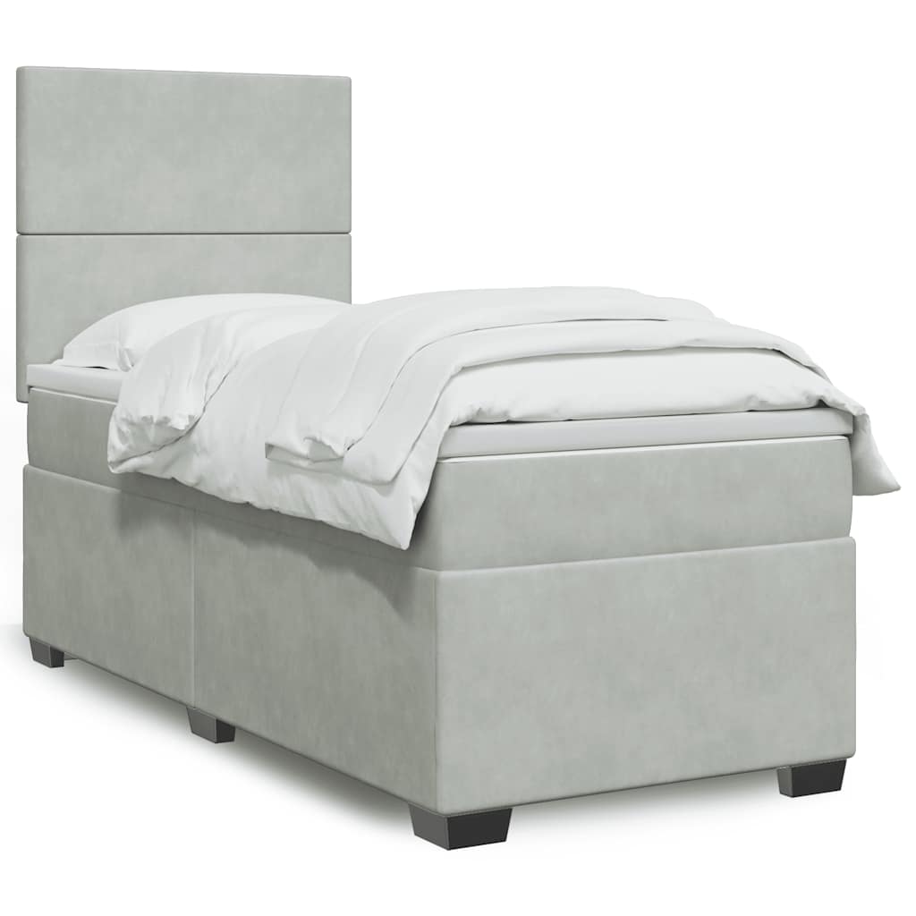 Sommier à lattes de lit et matelas Gris clair 90x190 cm Velours - XIOS