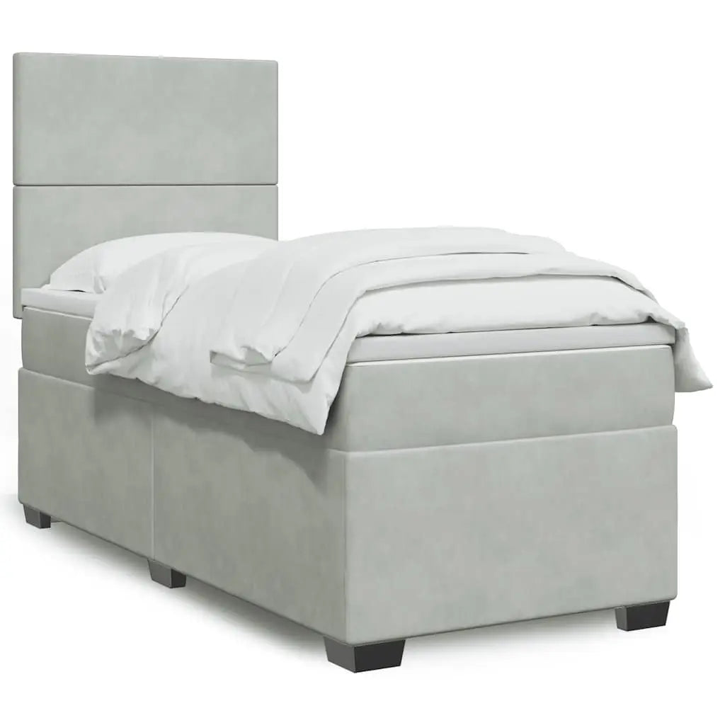 Sommier à lattes de lit et matelas Gris clair 90x190 cm Velours - XIOS