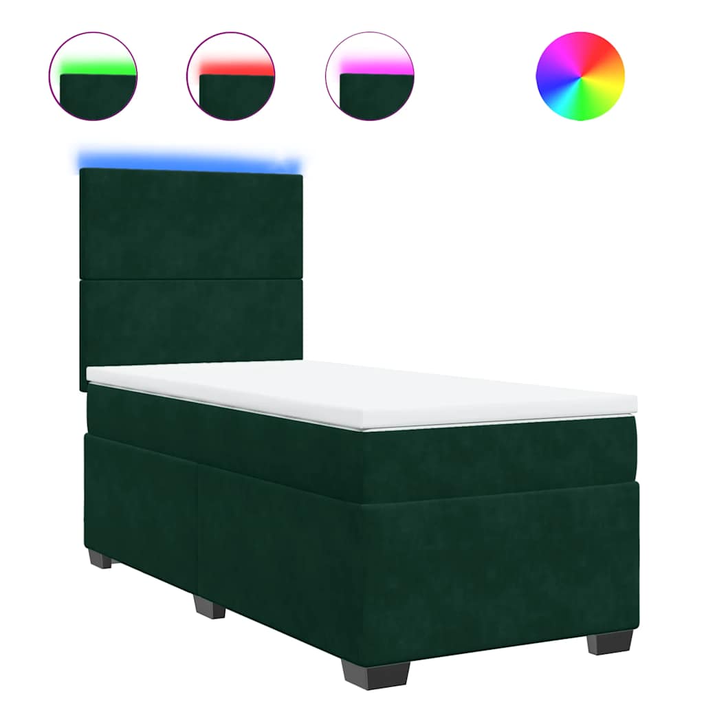 Sommier à lattes de lit avec matelas Vert foncé 90x190 cm