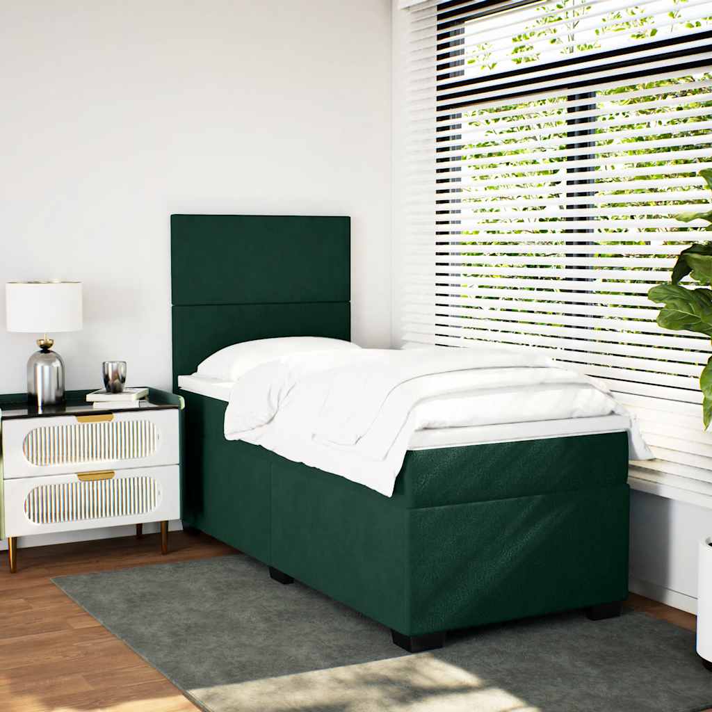Sommier à lattes de lit avec matelas Vert foncé 90x190 cm