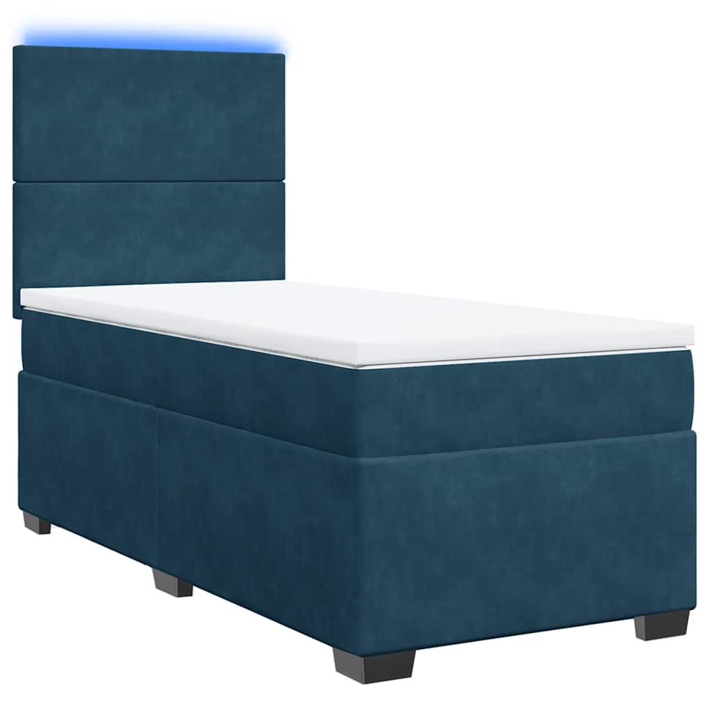 Sommier à lattes de lit avec matelas bleu 90x190 cm velours - XIOS