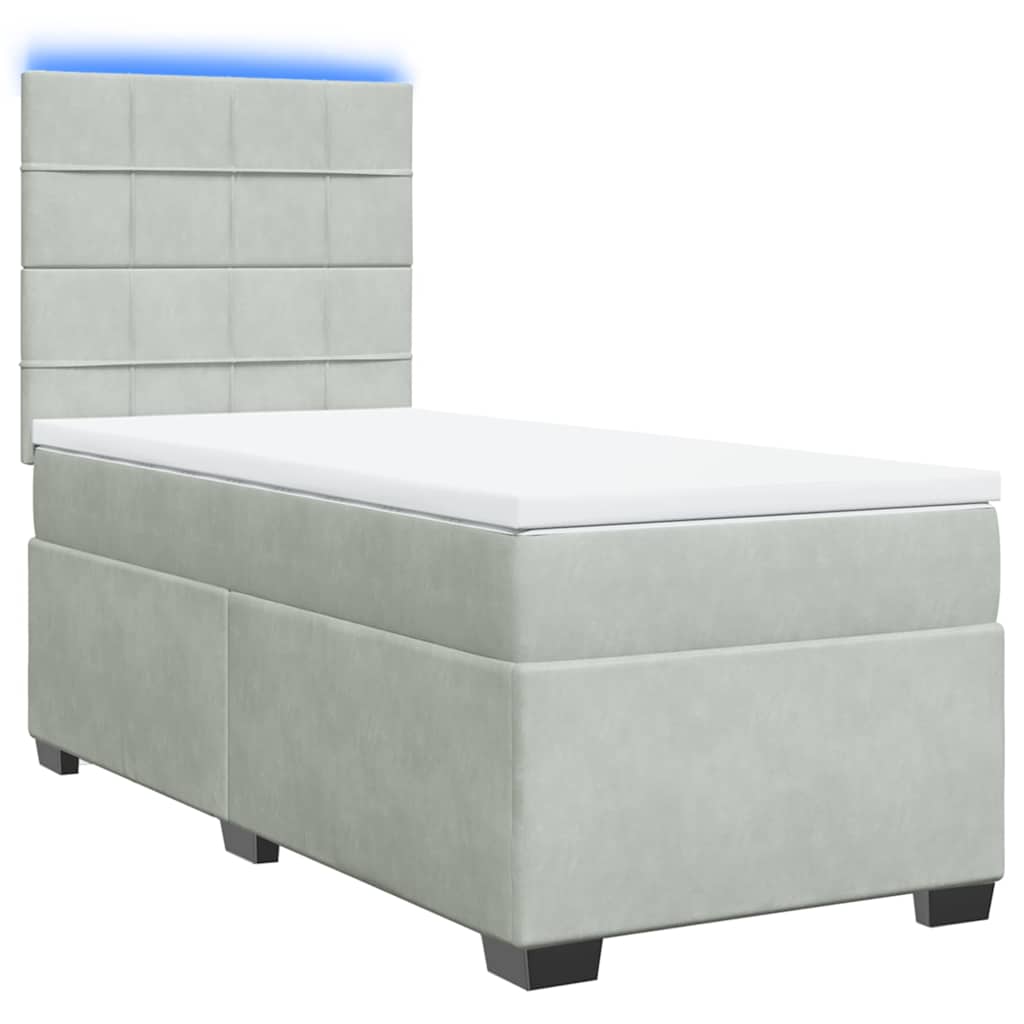 Sommier à lattes de lit et matelas Gris clair 90x190 cm Velours - XIOS