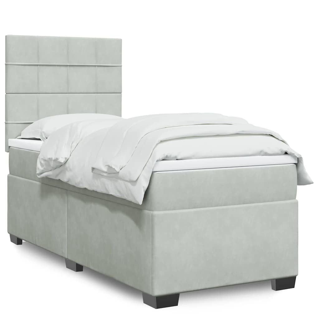 Sommier à lattes de lit et matelas Gris clair 90x190 cm Velours - XIOS