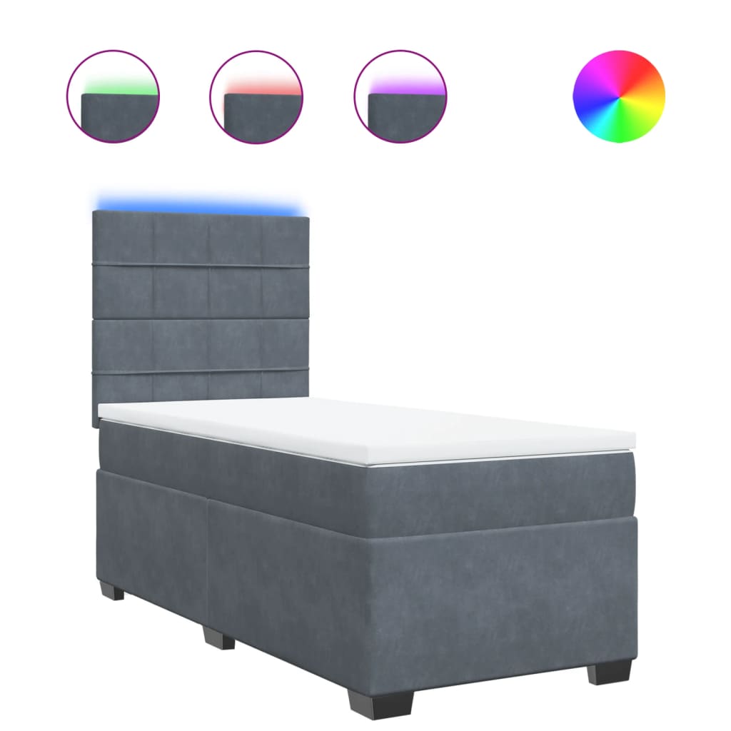 Sommier à lattes de lit et matelas Gris foncé 90x190 cm Velours - XIOS