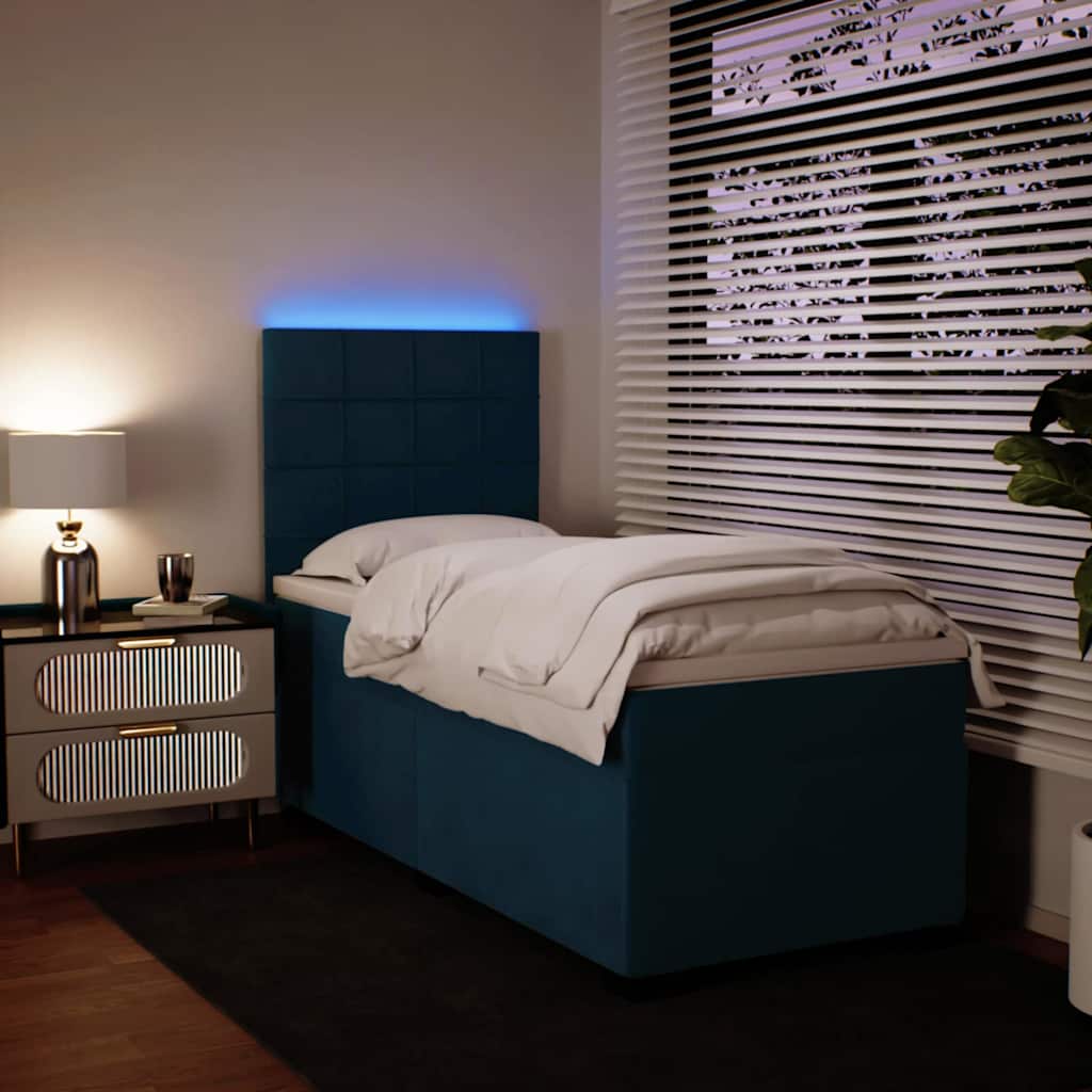 Sommier à lattes de lit avec matelas bleu 90x190 cm velours - XIOS