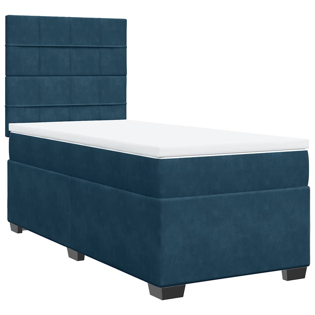 Sommier à lattes de lit avec matelas bleu 90x190 cm velours - XIOS