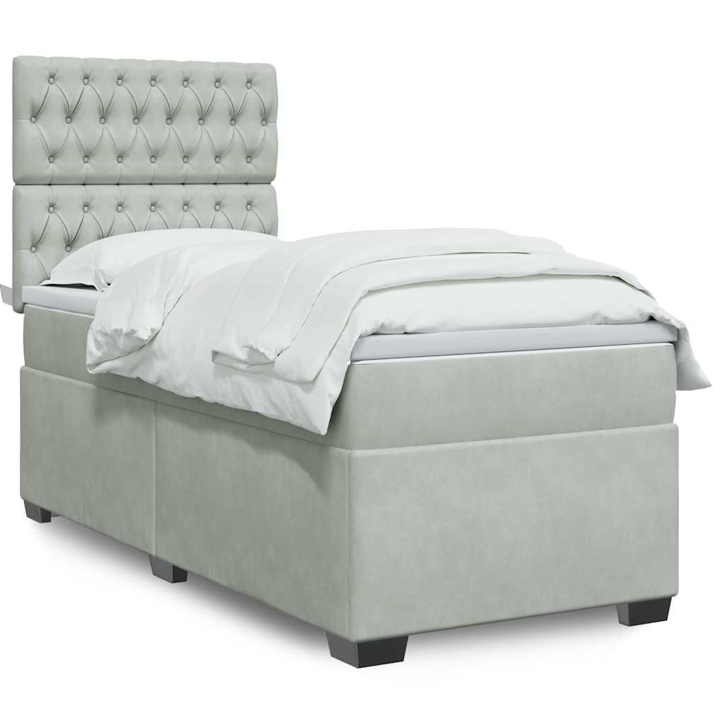 Sommier à lattes de lit et matelas Gris clair 90x190 cm Velours - XIOS