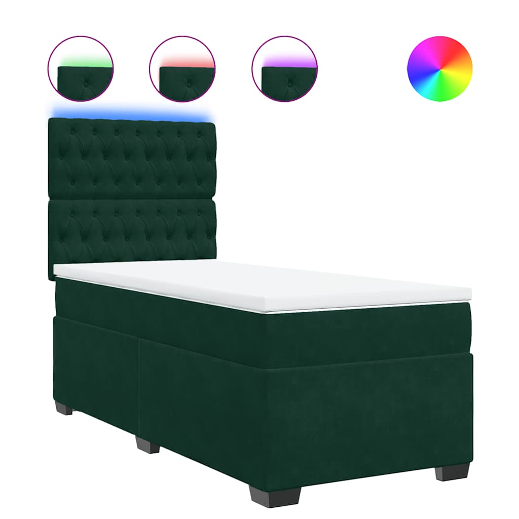 Sommier à lattes de lit avec matelas Vert foncé 90x190 cm
