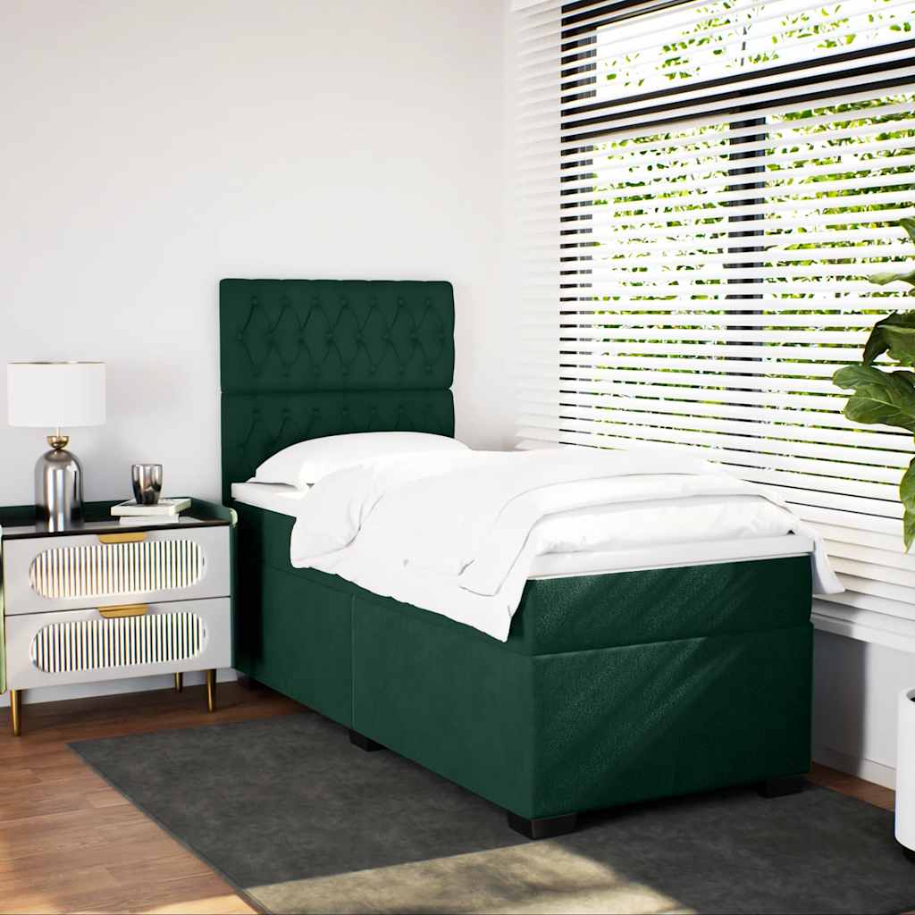 Sommier à lattes de lit avec matelas Vert foncé 90x190 cm