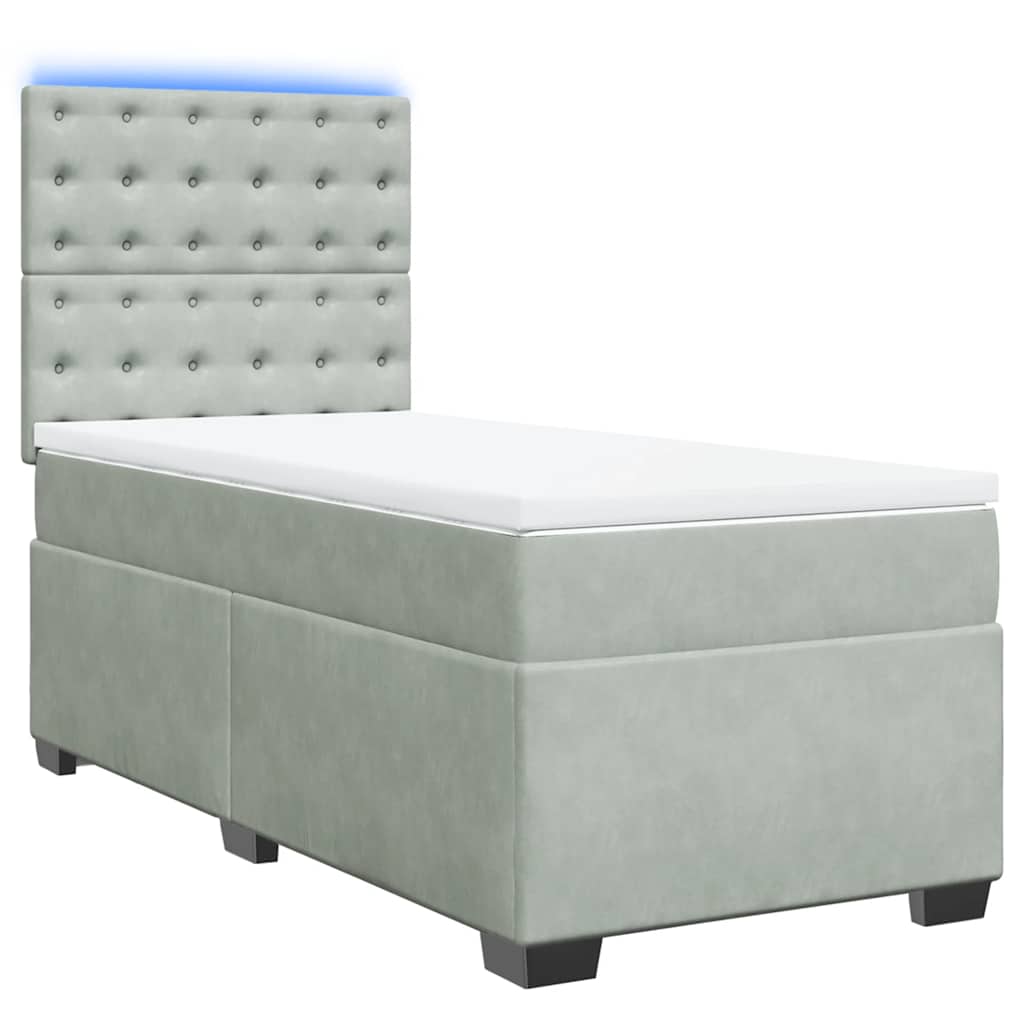 Sommier à lattes de lit et matelas Gris clair 90x190 cm Velours - XIOS