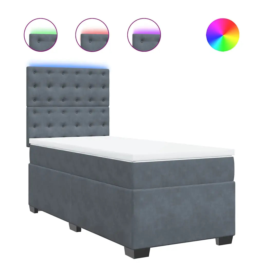 Sommier à lattes de lit et matelas Gris foncé 90x190 cm Velours - XIOS
