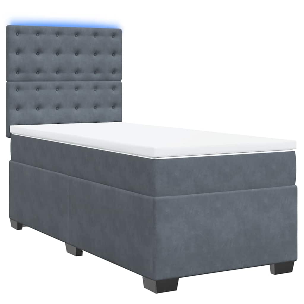 Sommier à lattes de lit et matelas Gris foncé 90x190 cm Velours - XIOS