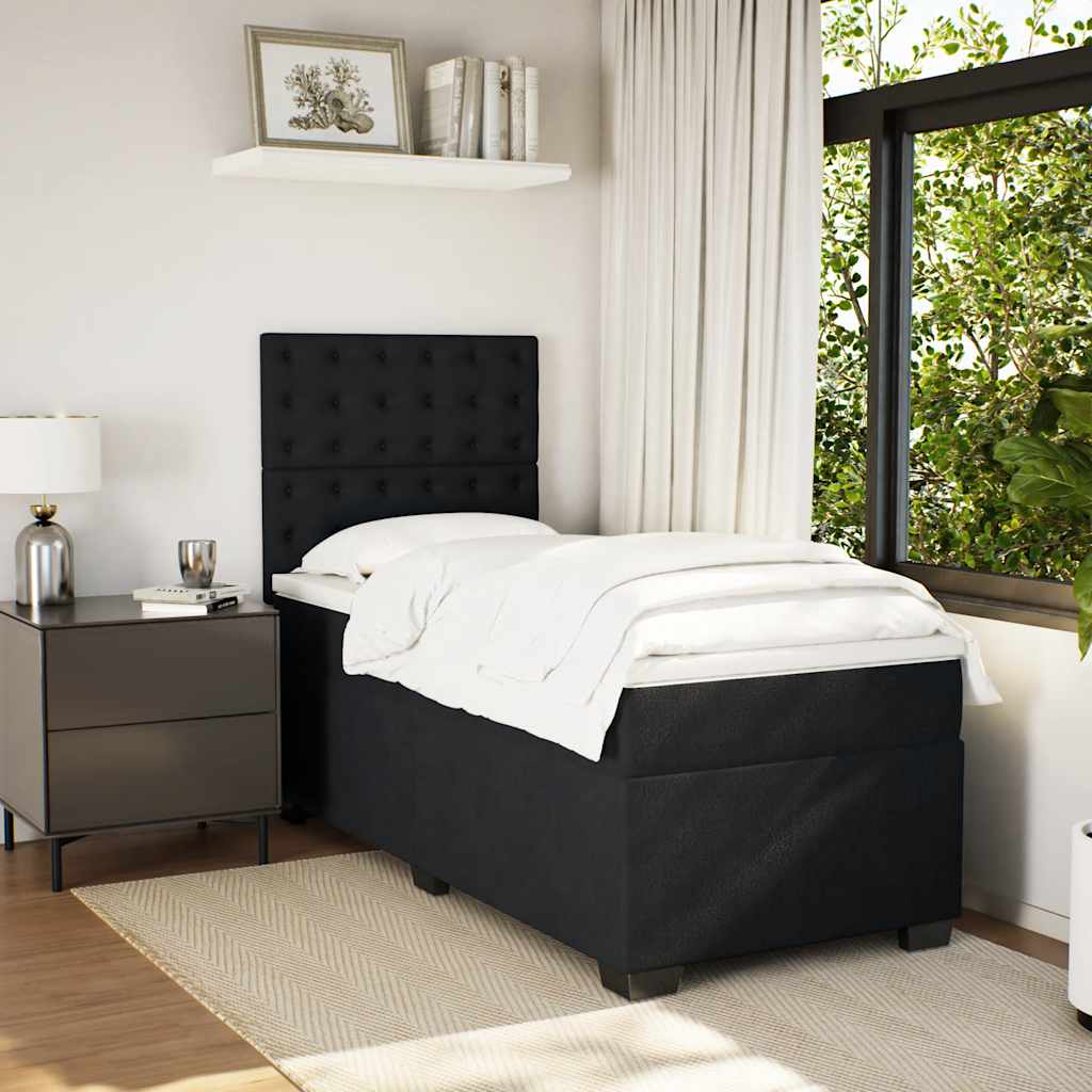 Sommier à lattes de lit avec matelas Noir 90x190 cm Velours - XIOS